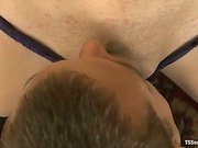 Latin transsexual shows her new man how to fuck