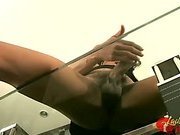 Tempting ladyboy Sonya plays with her shecock