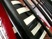 Sexy horny shemale Rakel Rodrigues riding pink dildo