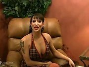Busty Kourtney strokes in red net tights