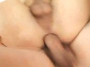 Shemale babe in white long stockings gets rammed