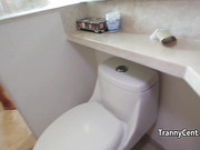 Tranny with tattooed tits before shooting