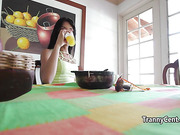 Latina tranny posing before shoting porn