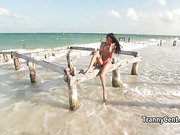 Tgirl in bikini riding massive cock