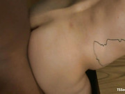 Huge cock ebony shemale Chanel fucks male ass