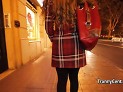 Horny dude mouth and ass fucking ebony shemale whore