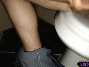 Real amateur ladyboy anal fucked in a public toilet