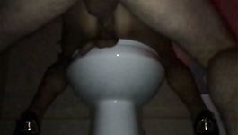 Real amateur ladyboy anal fucked in a public toilet