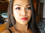 Ladyboy whore takes big fat bare cock in her tight ass