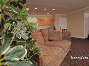 Blonde shemale Tyra Scott sucks and rides black cock