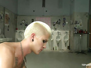 Danni Daniels licks and fucks redhead chick in the toilet