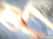 Tgirl angel stroking shaved cock and toying her ass