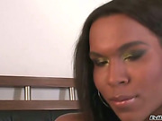 Black hung tranny shows off her amazing body