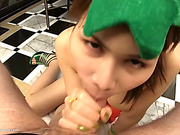 Cute asian tranny sucks cock