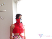 Venus Lux in ninja outfit barebacks masked man