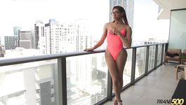 Sex bomb shemale loves pleasuring her erect cock