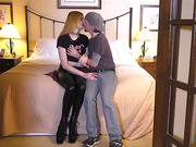 Punk tranny Coco Dahlia seduces a dirty boy