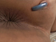 Megan Snow strokes her hot ebony cock