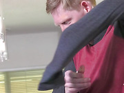 Asian shemale Venus Lux pays her bill to the handyman