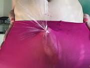 Delia TS squirts her cum through pantyhose hands free