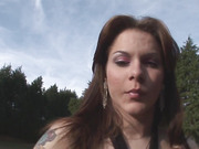 Seductive tranny Barbara getting ass banged outdoors