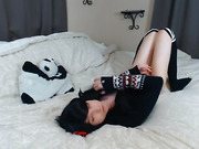 Amateur shemale self suck and self facial