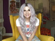 Bailey Jay cumshot after jerking off her cock