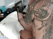 Tattooed Danni Daniels fucked hard in live webcam show