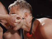 Jessica Fox and Casey Kisses fuck their slave in the dungeon