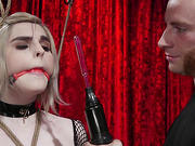 Shemale slave Ella Hollywood cums from the hard fucking