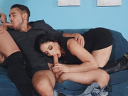 Blonde bombshell Aubrey Kate fucked hard in wild 3some