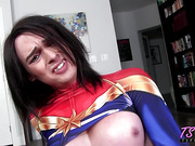 Aubrie Scarlett in sexy outfit gets facialed after riding the cock