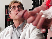 Naughty TS nurse Chelsea Marie fucks the doctor on the desk