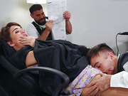 Gorgeous TS Daisy Taylor getting double fucked in the barber shop