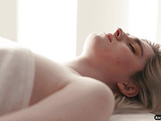 Casey Kisses and Ella Hollywood enjoy sensual fucking on the massage table