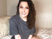 Curly haired sexy tgirl gets handjob and cums