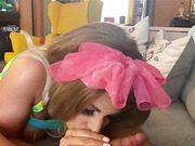 Busty TS pornstar gives her BF a nice handjob