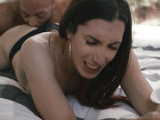 Tgirl Melanie Brooks takes his black rocket in her tight asshole