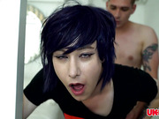 UK tgirl slut Emily Rose anally takes that sturdy cock