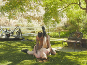 TS Jamie French takes a hardcore pounding in the garden