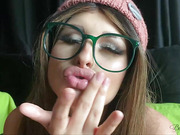 Busty Bailey strokes her cock and gets mouth fucked