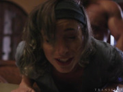 Trans girl Janie Blade gets banged by a muscular guy intensely