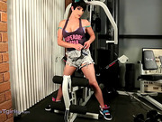 Naughty Nina toying in the gym