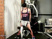 Naughty Nina toying in the gym