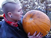 Danni goes dirty with pumpkins