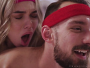 TS hottie Emma Rose fucks and creampies her yoga instructor