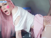 Teen tgirl gets ass fucked and creampied on webcam