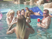 Pool party becomes hardcore orgy with famous trans pornstars