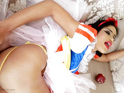 Ladyboy in snow white costume ass fucked in POV
