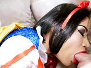 Ladyboy in snow white costume ass fucked in POV